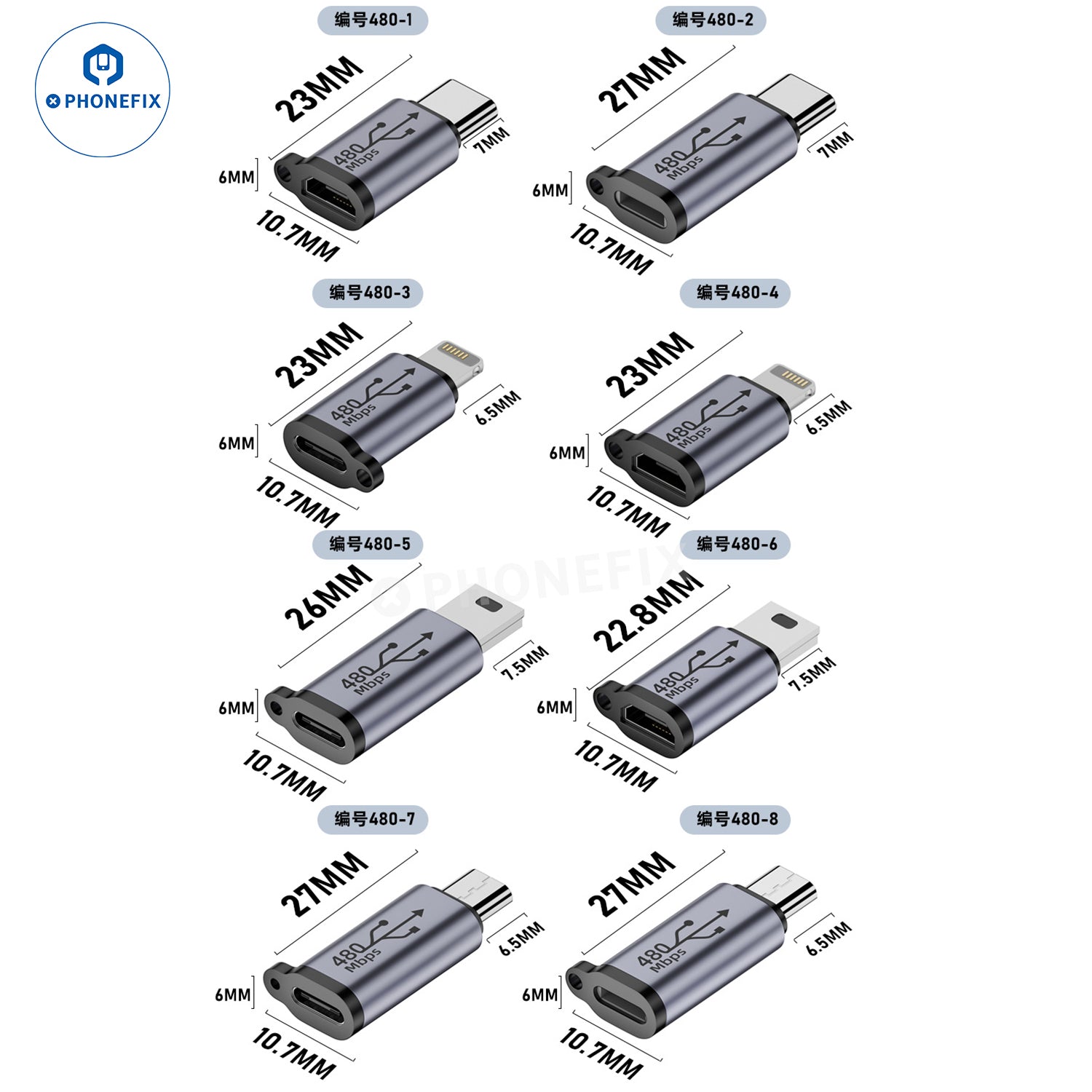 MINI Type-C Female/ Male Lighting  USB Phone Adapter