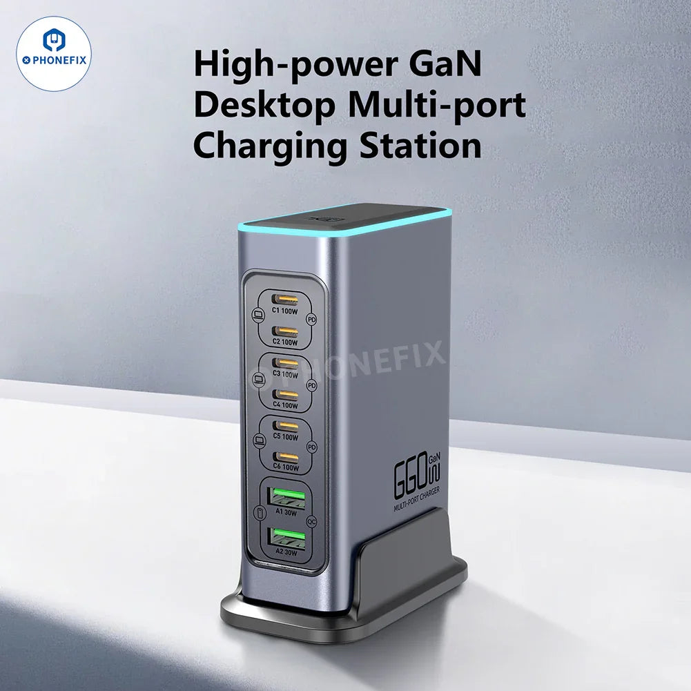 WLX-F8L 660W GaN 8-Port Fast Charger PD/QC3.0 Charging Station - CHINA PHONEFIX SHOP Team