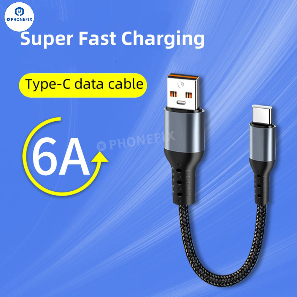 Braided Short Fast Charging Cable for iPhone Android Type-C - Main Image