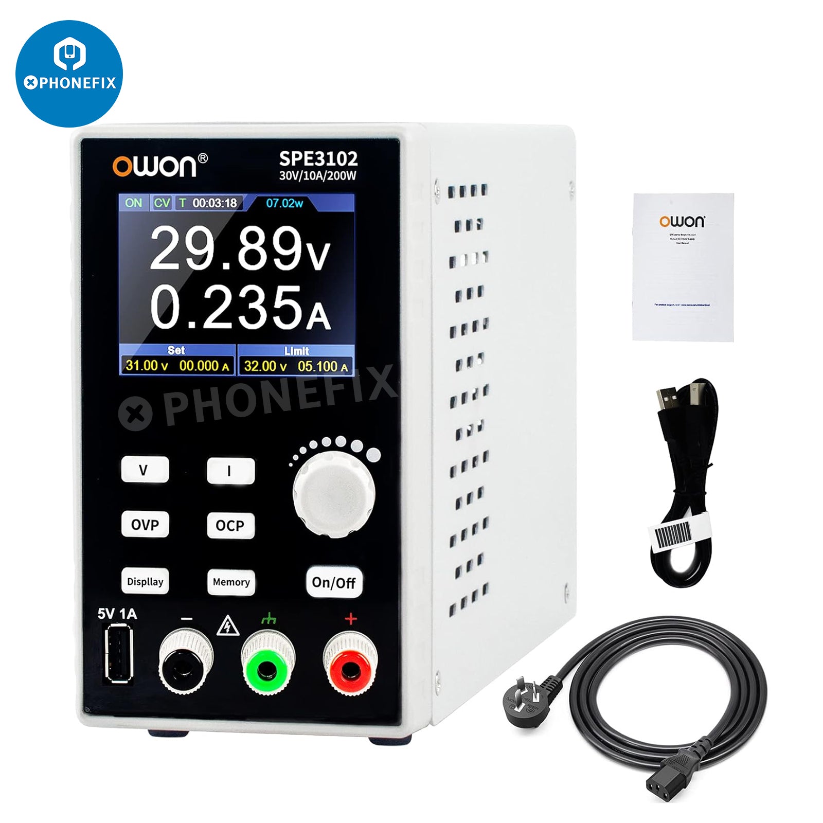 OWON SPE3102/3051 Programmable Lab DC Power Supply 0-30V 0-10A