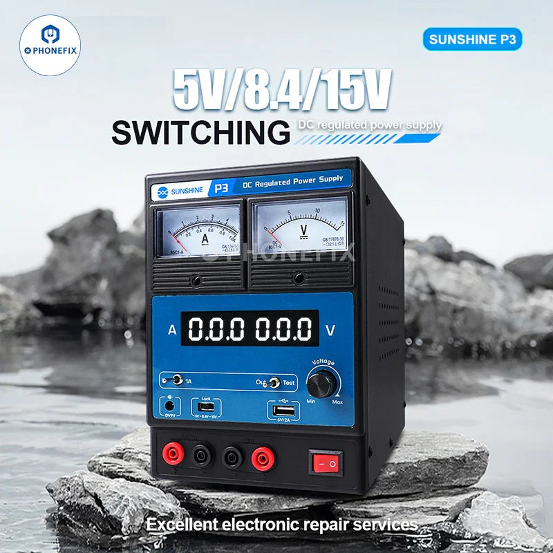Sunshine P3 DC Regulated Power Supply Dual LED Pointer Display - CHINA PHONEFIX SHOP Team