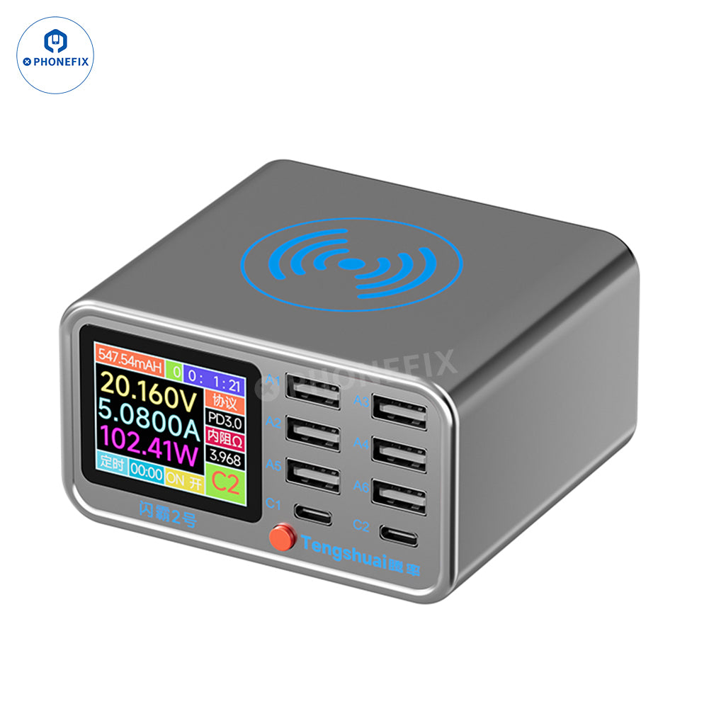 TenSai 100W 8 Port Fast Charging Station with Wireless Charger