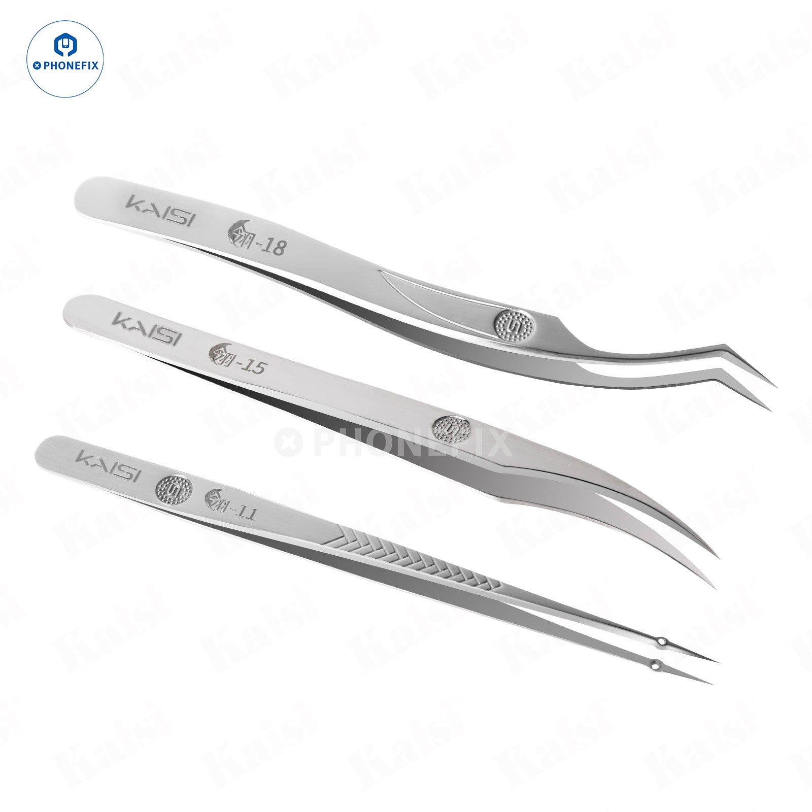 KAISI Ling 11/15/18 Stainless Steel Tweezers for Mobile Phone Repair