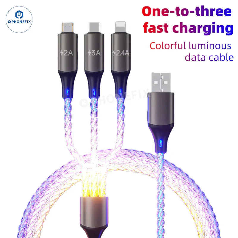6A Super Fast Charging Cable Gradient Light Phone CarPlay Data Line