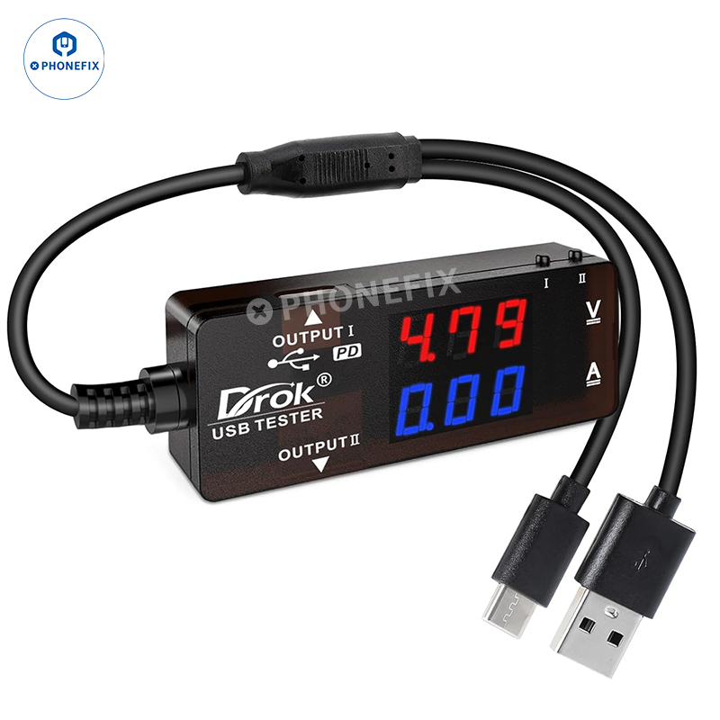 USB-A/USB-C Dual Port Detector Power Meter for Charging Diagnostic