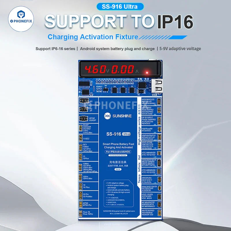 SS-916 Ultra Android & iPhone X-16 Fast Charging Battery Activation Board - CHINA PHONEFIX SHOP Team