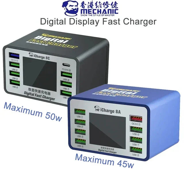Mechanic iCharge 8A/8C Digital Fast Charger With 8 Charging Ports - CHINA PHONEFIX SHOP Team