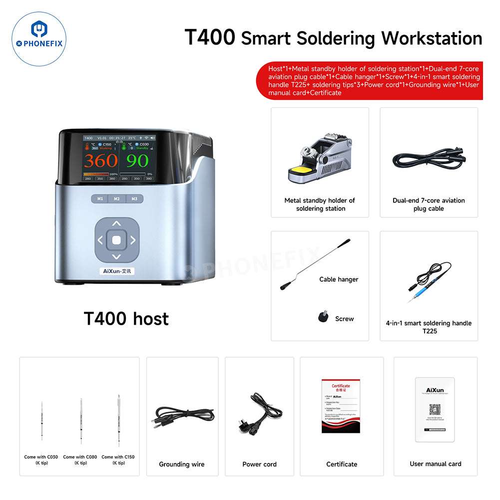 AiXun T400 320W Smart Soldering Workstation With T225 Handle