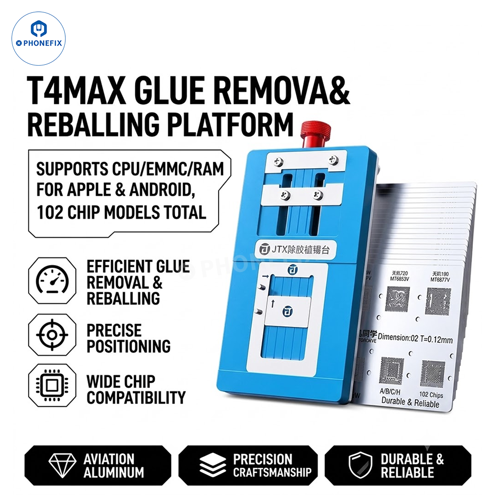 JTX T4 MAX Phone CPU/EMMC/RAM Glue Removal Reballing Platform