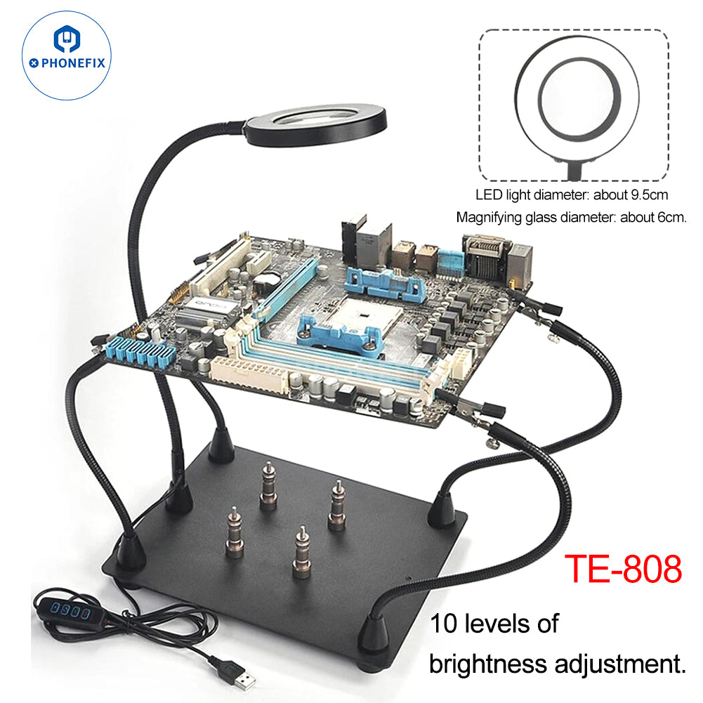 Soldering Iron Station Stand With Welding Magnifying Glass Clip