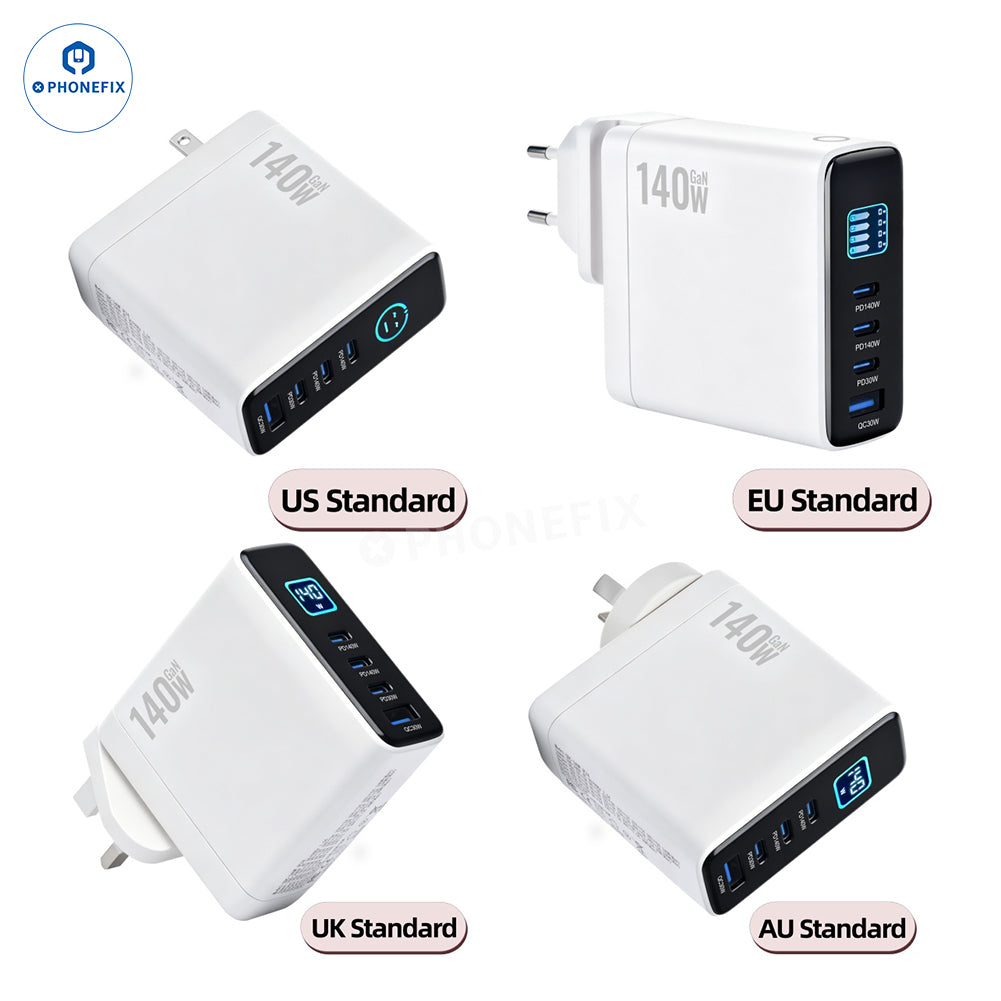 140W PD/QC GaN Charger with Digital Display & Foldable Plug