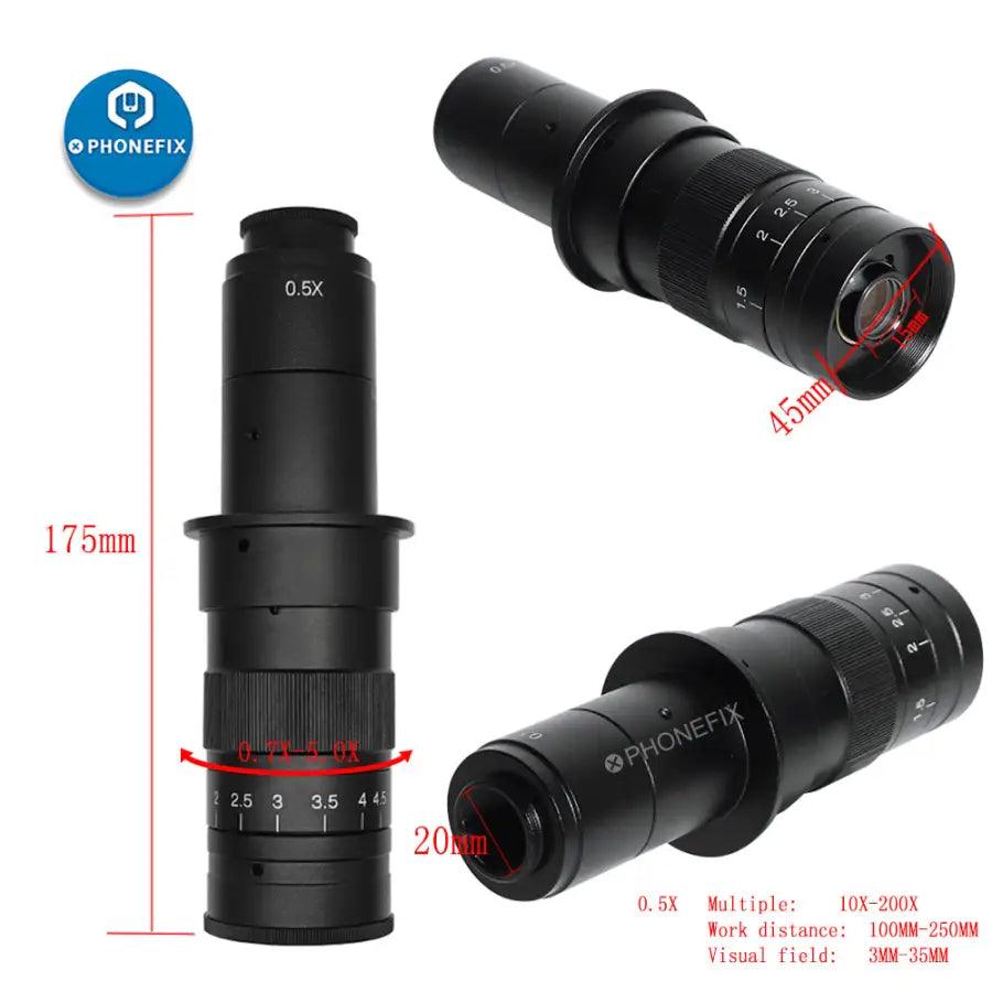 Adjustable 130X 200X 250X Zoom C-mount Lens For Microscope Camera - CHINA PHONEFIX