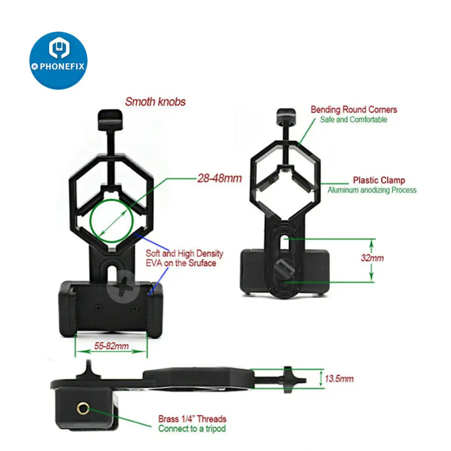 Adjustable Phone Adapter Mount Microscope Clip Bracket Stand