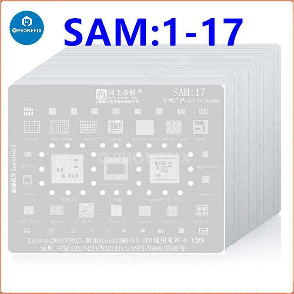 Amaoe BGA Reballing Stencil Template For Samsung SAM1-SAM17 - CHINA PHONEFIX