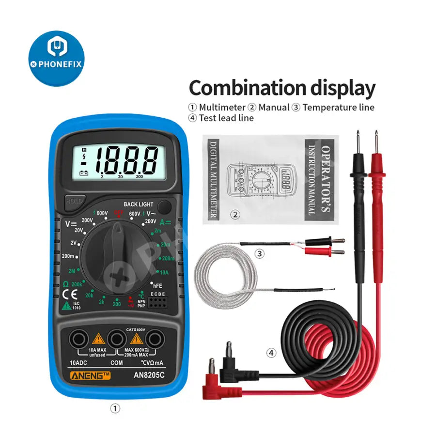 AN8205C Digital Multimeter AC/DC Volt Meter DC Ammeter