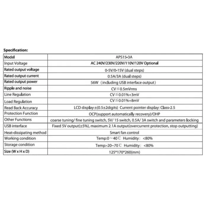 ATTEN APS1503 Dc Power Supply Single Channel Linear Stabilized - CHINA PHONEFIX