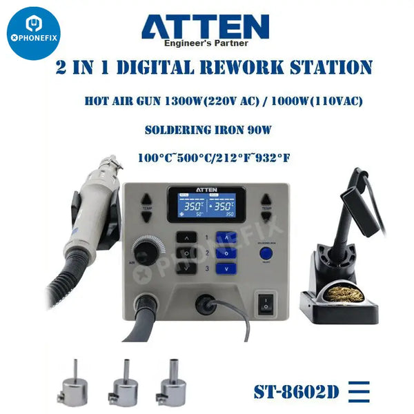 ATTEN ST-8602D 1300W 2 IN 1 Hot Air Desoldering Station -