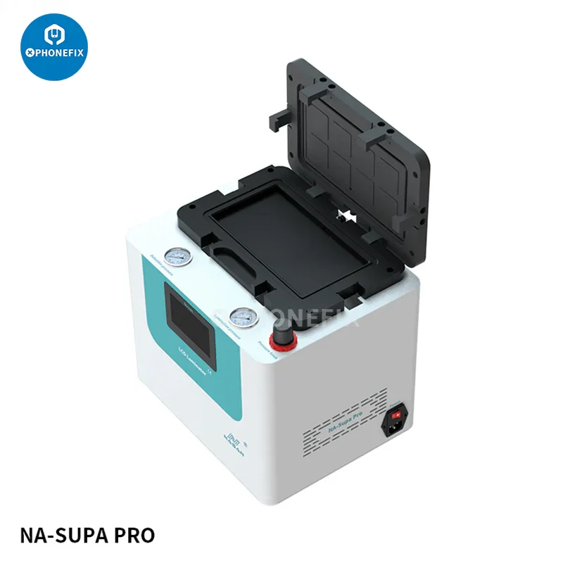 NA-SUPA PRO built-in pump LCD laminate bubble remove machine by CHINA PHONEFIX, used for screen refurbishing and bubble removal.