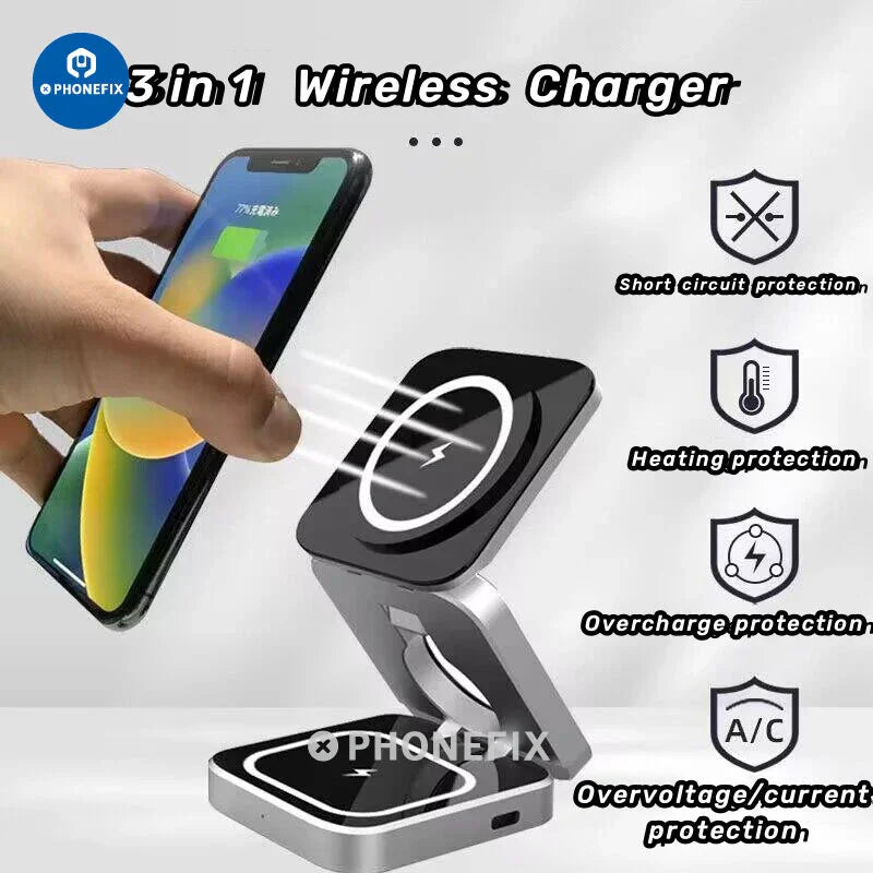 3 in 1 Foldable Magnetic Wireless Charger Fast Charging Station - CHINA PHONEFIX SHOP Team