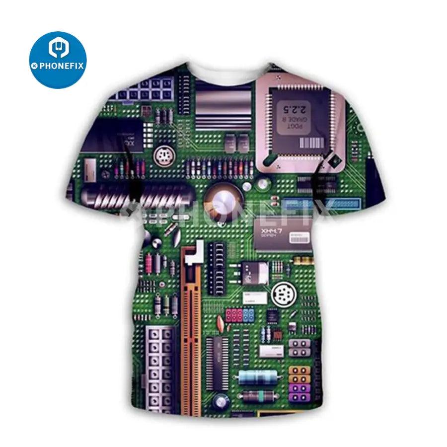 Electronic IC 3D Print Hip-hop Style T-Shirt For Phone