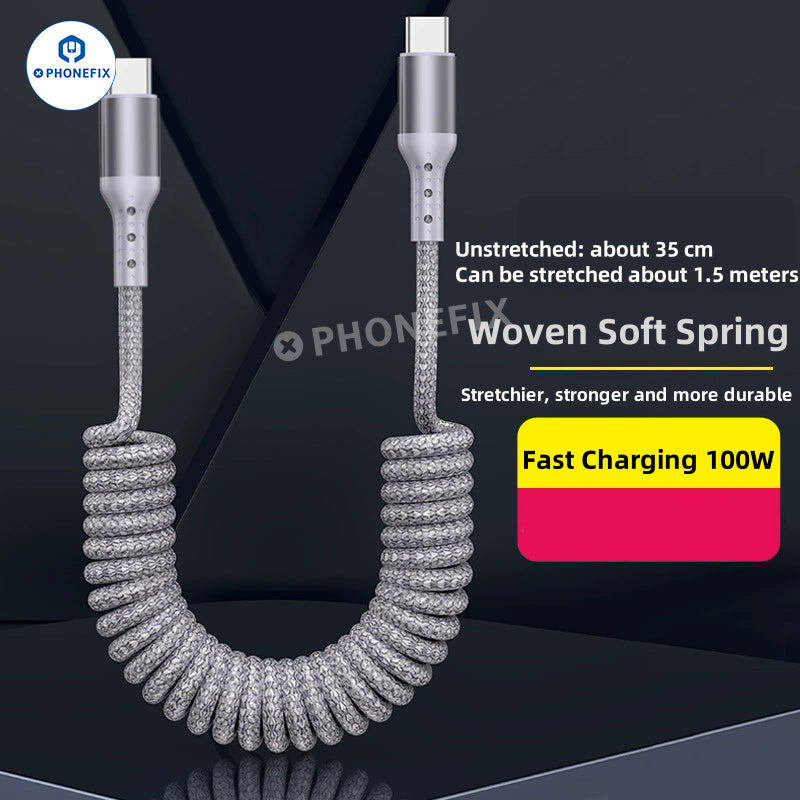 CarPlay Coiled Charging Data Cable for iPhone Android Phones