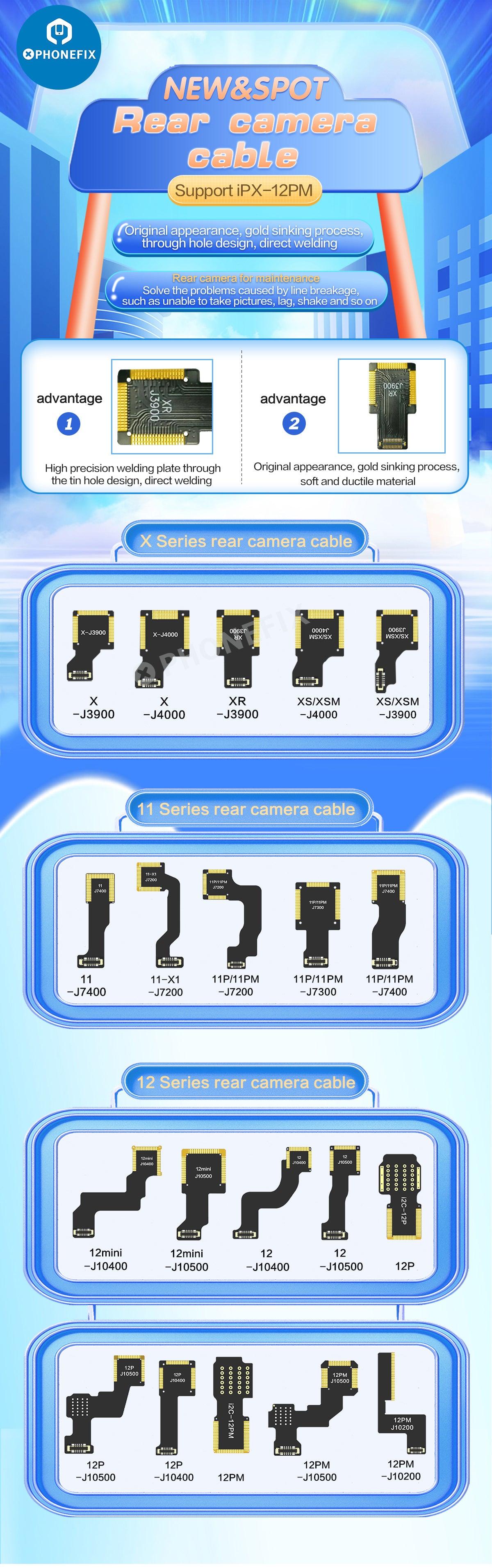 i2C Wide Angle Telephoto Rear Camera Cable For iPhone X-12 Pro Max - CHINA PHONEFIX