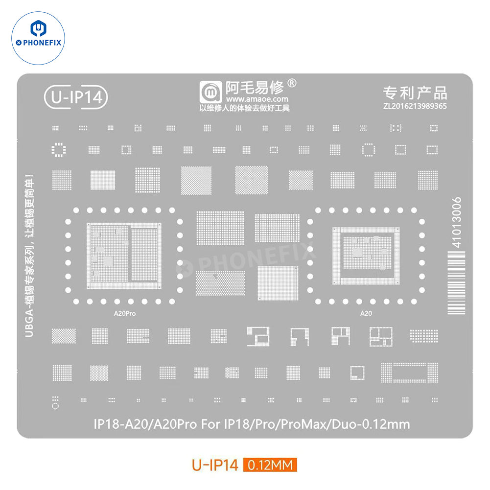 AMAOE BGA Stencil for iPhone 18 Pro Max Middle Layer & A20 Pro CPU
