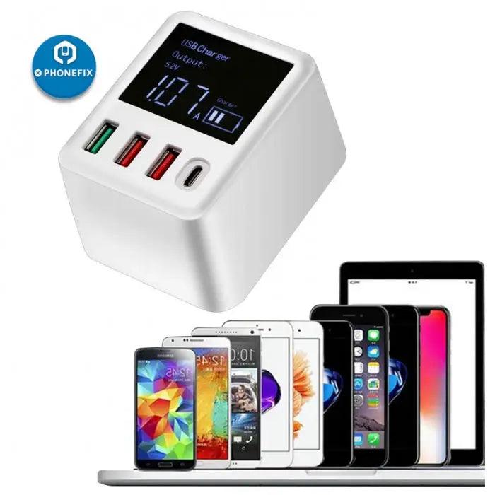 Mini Quick Charger USB 3.0 Wall Charger LED Display With Type-C - CHINA PHONEFIX