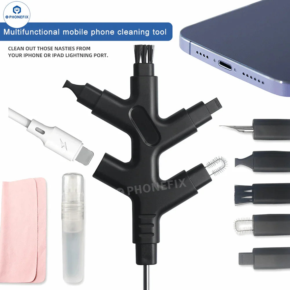 PHONEFIX mobile phone cleaning kit with charging port and headphone cleaner tools, 3C accessories for device maintenance.