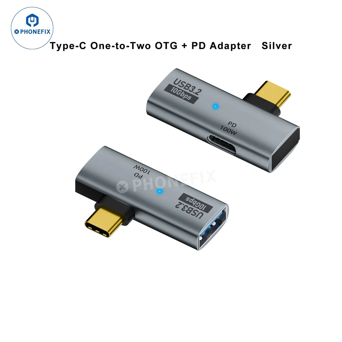 PHONEFIX PD 100W Fast Charging Type-C OTG mobile phone and laptop adapter, compact 3C accessory with USB-C port.
