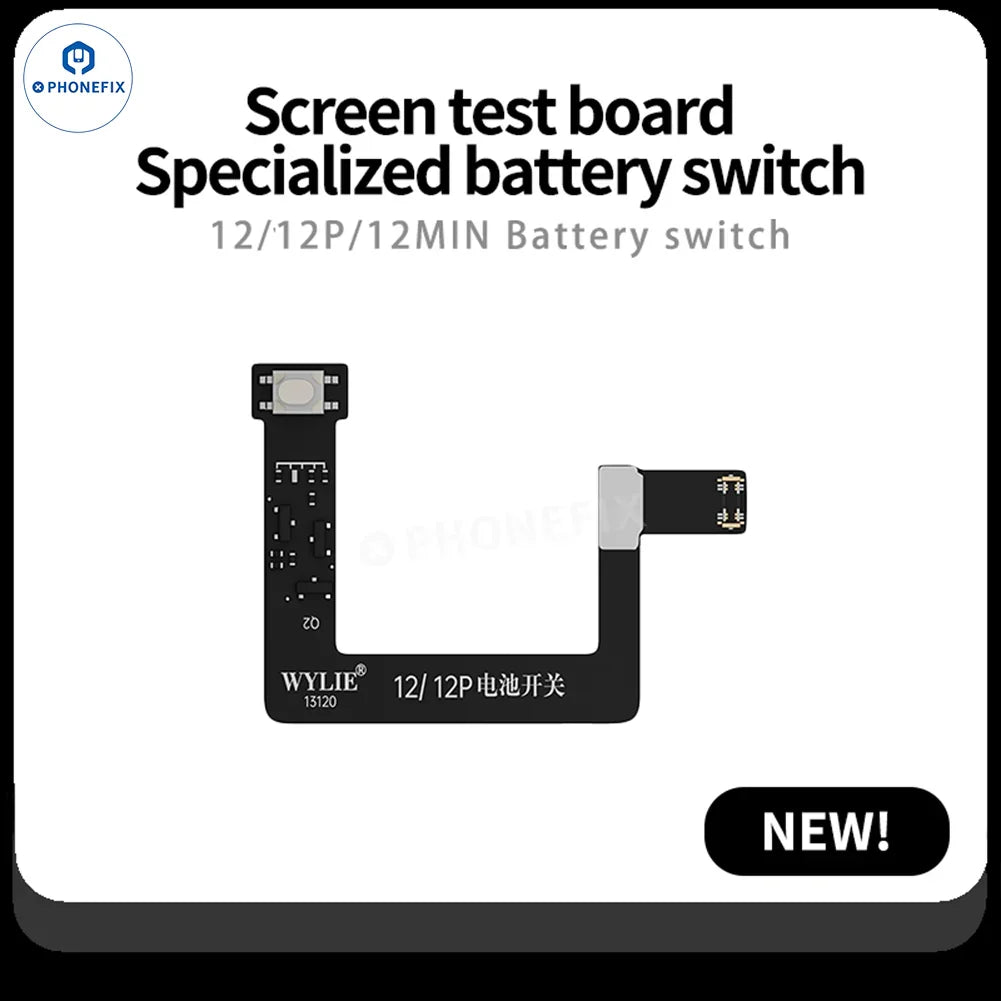 Phonefix WYLIE battery switch cable for iPhone screen replacement, featuring one-key boot and test functionality.