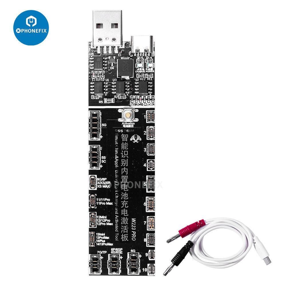 PhoneFix mobile phone battery activation board with fast charging tools, battery tester for quick testing and repair of phone batteries.