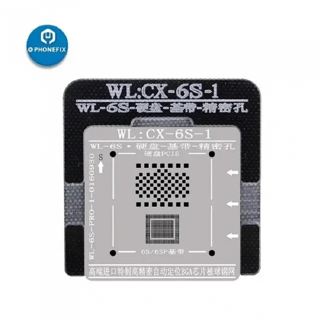 PhoneFix BGA reballing stencil kit with positioning mold for iPhone X to 12 Pro Max, used for precise BGA chip rework.