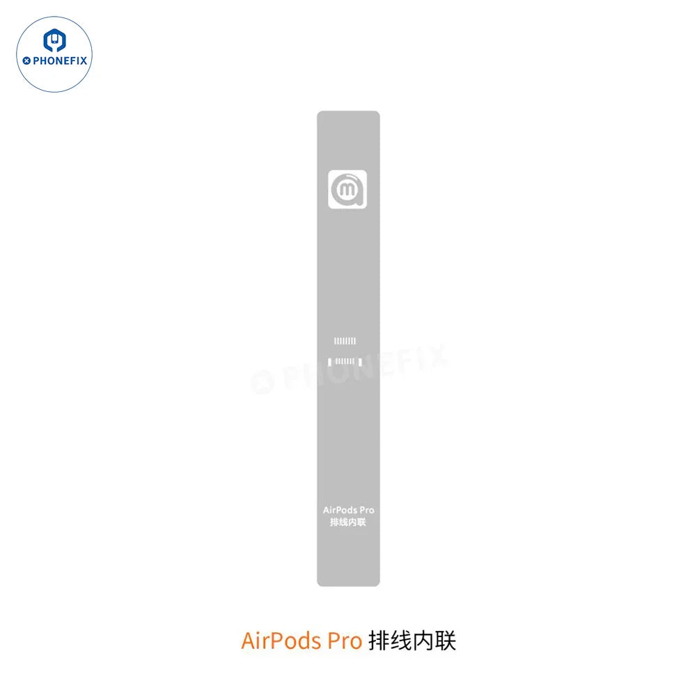 Amaoe BGA reballing platform stencil for AirPods Pro 1, 2, 3, with 0.12mm thickness, used for precise airpod repair.