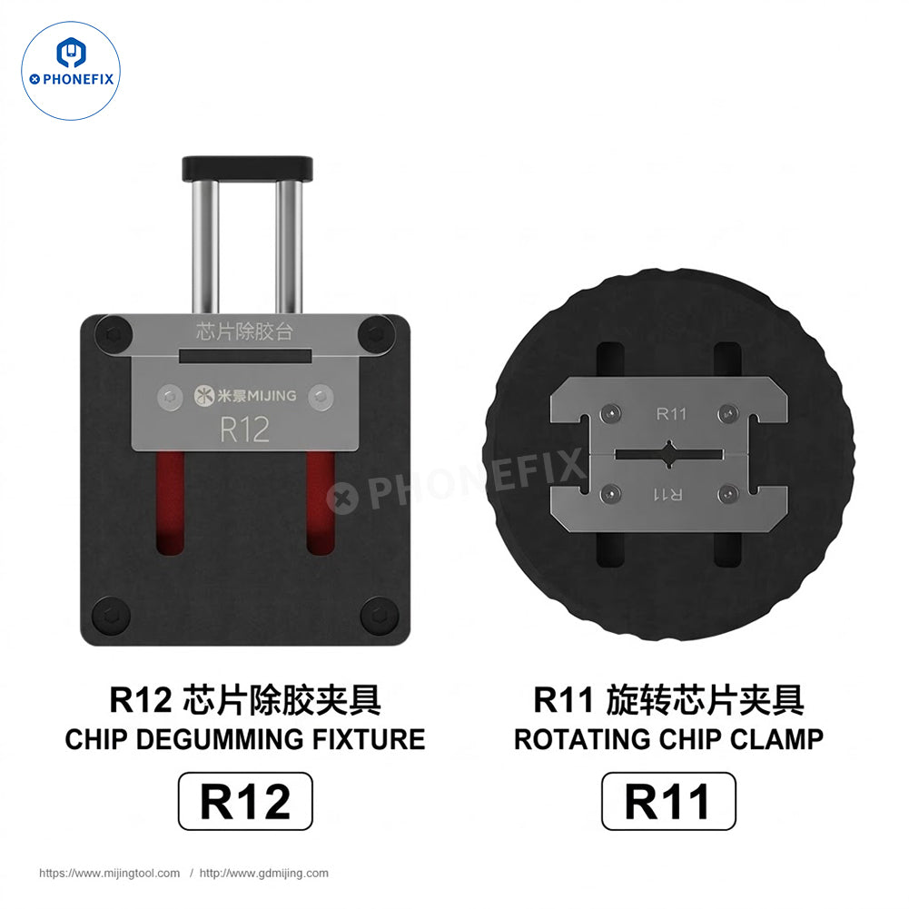MIJING R11 R12 BGA reballing platform by PHONEFIX used for degumming and soldering BGA ICs and glue removal.