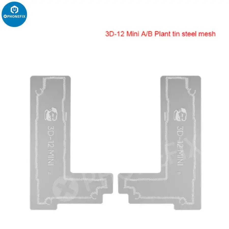 Mechanic 3D-12Pro BGA reballing stencil for iPhone 12 Pro middle frame, used for precise reballing and repair.