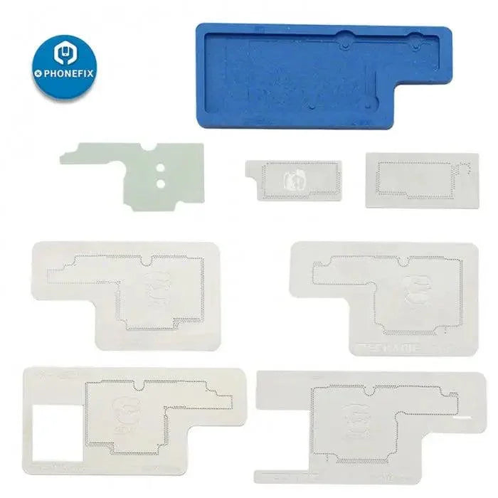 Mechanic 3D Pro BGA reballing stencil platform for iPhone X-XS Max by PHONEFIX, used for precise chip reballing on smartphones.