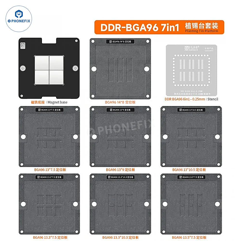 PhoneFix AMAOE BGA253 BGA190 reballing stencil for DDR LPDDR3 video memory chips, designed for precise BGA reballing.