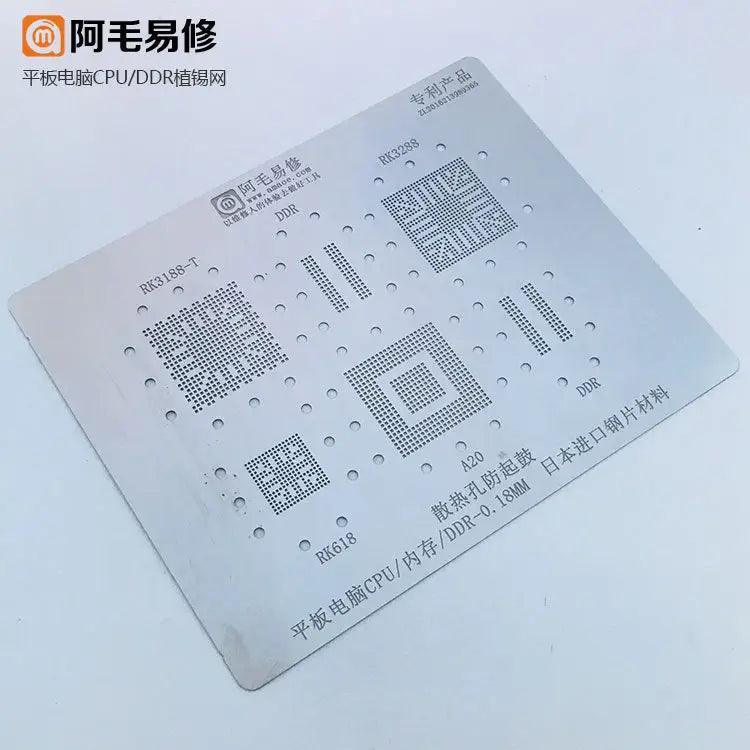 Amaoe Tablet PC CPU DDR BGA Reballing Stencil by PHONEFIX, 0.18mm tin net for precise reballing and repair.