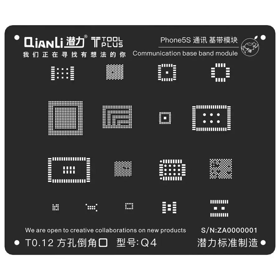 QianLi iBlack BGA Reballing Stencil for iPhone communication baseband repair by PHONEFIX, used for precise reballing of BGA chips.