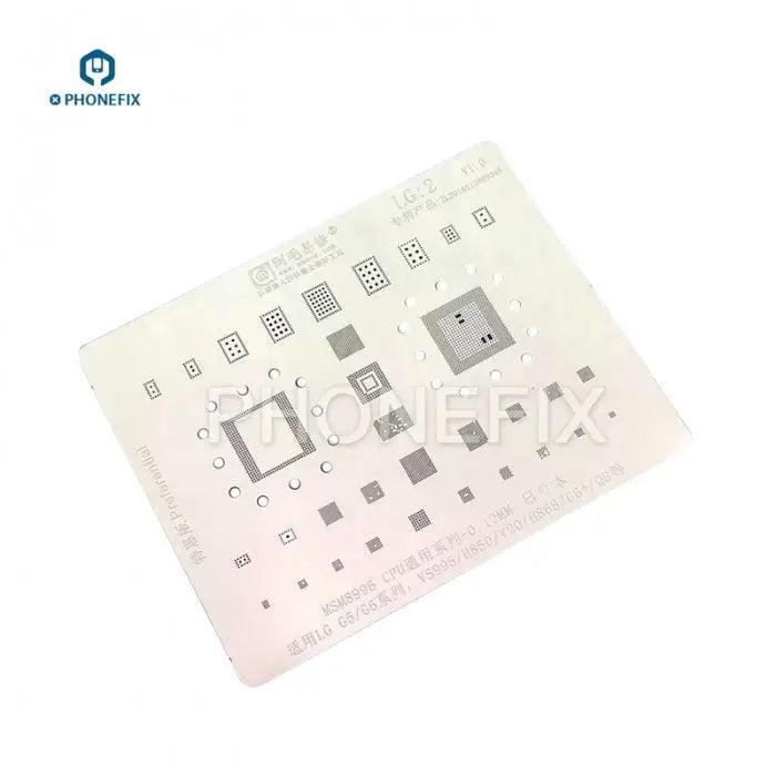 Amaoe LG G2 G3 BGA reballing stencil template for CPU soldering, used for precise BGA reballing by PHONEFIX.