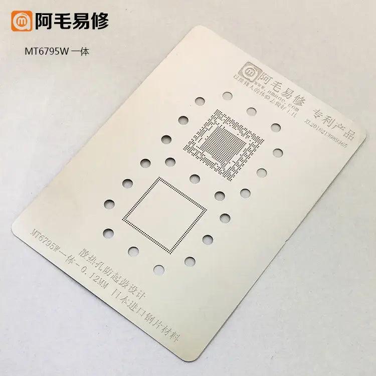 Amaoe BGA reballing stencil template for MTK CPU and RAM, designed for precise reballing of phone chips, from PHONEFIX.