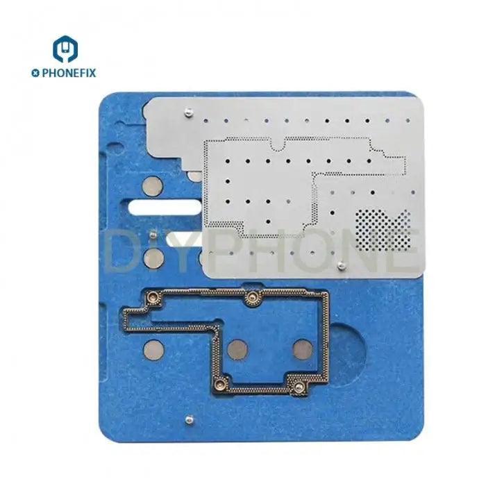 PHONEFIX BGA reballing fixture middle layer frame for iPhone X PCB holder and BGA reballing stencil, used for precise iPhone X repairs