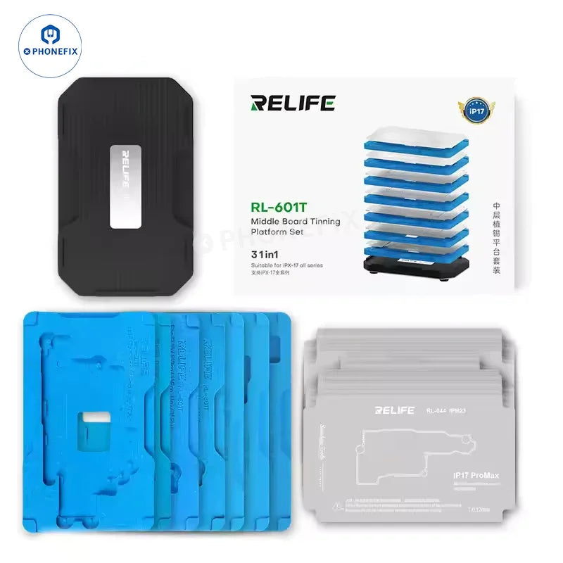 PHONEFIX RL-601T iPhone X BGA reballing stencil platform with precision holes for reballing process on iPhone X circuit boards
