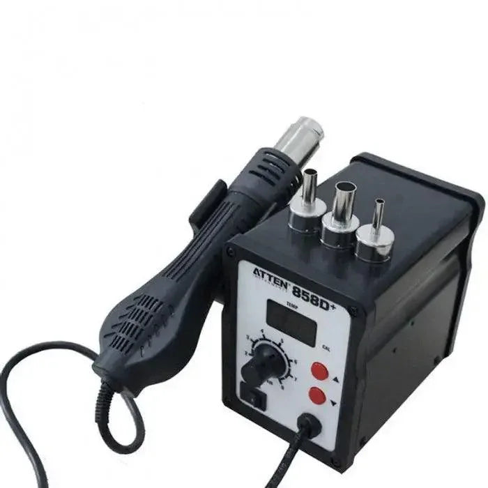 700W ATTEN AT858D+ hot air gun BGA rework station by PHONEFIX, with digital controls and adjustable air temperature.