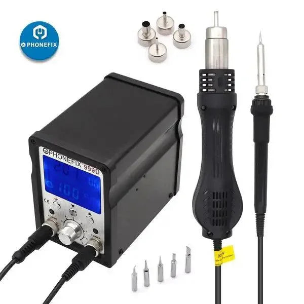 YIHUA 999D SMD lead-free soldering station for BGA rework, with digital controls and compact design, used for phone repair.