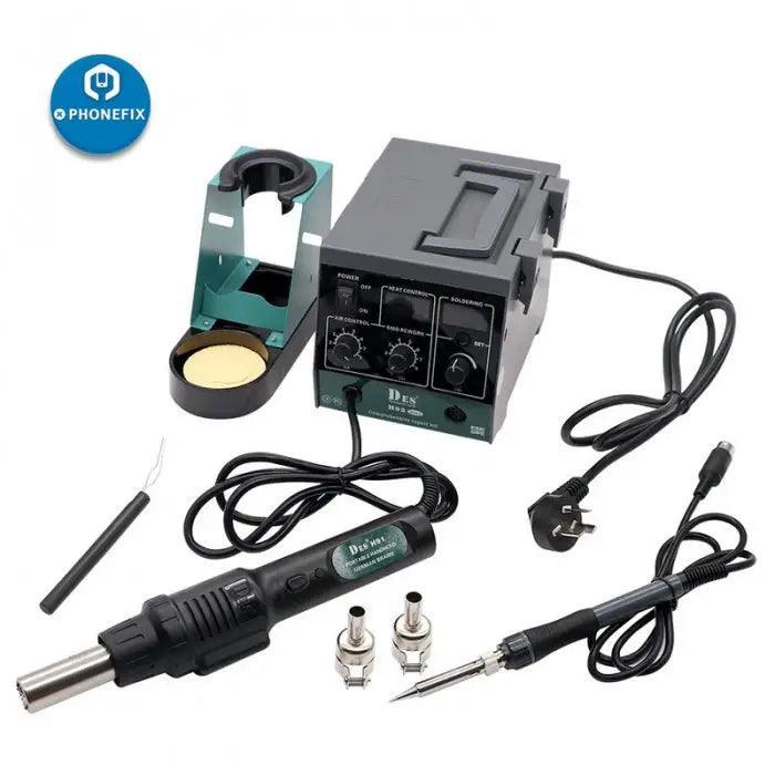 DES H92 2-in-1 precision hot air gun BGA rework station by PHONEFIX, used for SMD soldering and rework tasks.