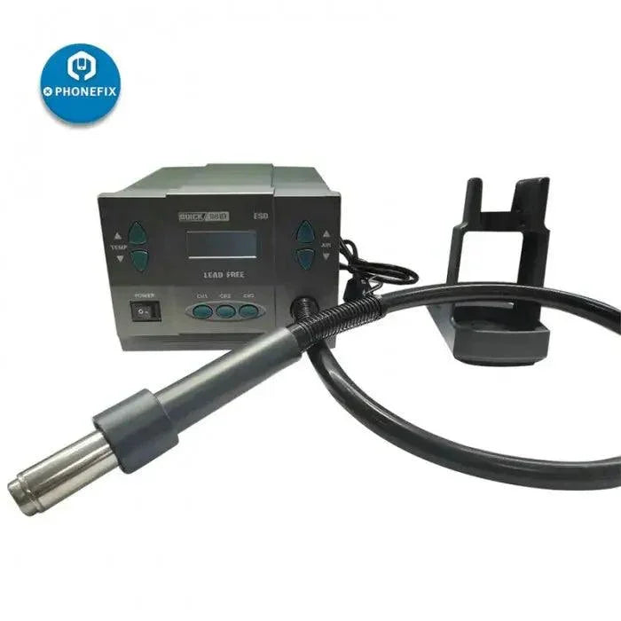 Quick 881D 1300W lead-free hot air gun BGA rework station by PHONEFIX, with digital controls and compact design for electronics repair.