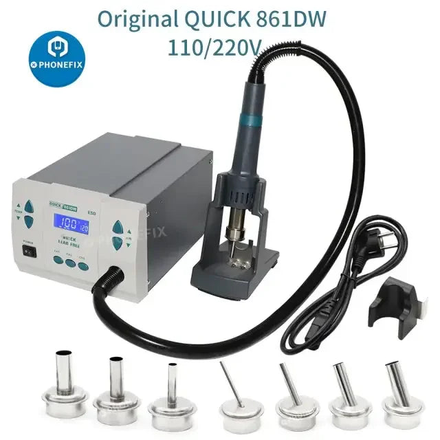 PHONEFIX Quick 861DW BGA Rework Station hot air rework tool for phone repair with digital temperature control and precision airflow.