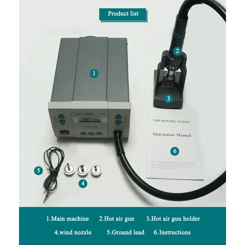 Original QUICK 861DW BGA rework station by PHONEFIX, 1000W hot air rework station with lead-free design for electronics repair.